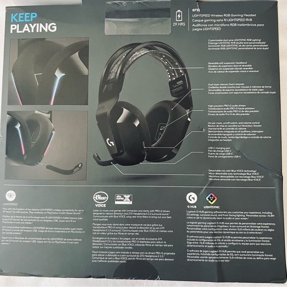 Logitech G733 Wireless Gaming Headset w Suspension Headband, Lightsync RGB w Mic - Picture 10 of 10